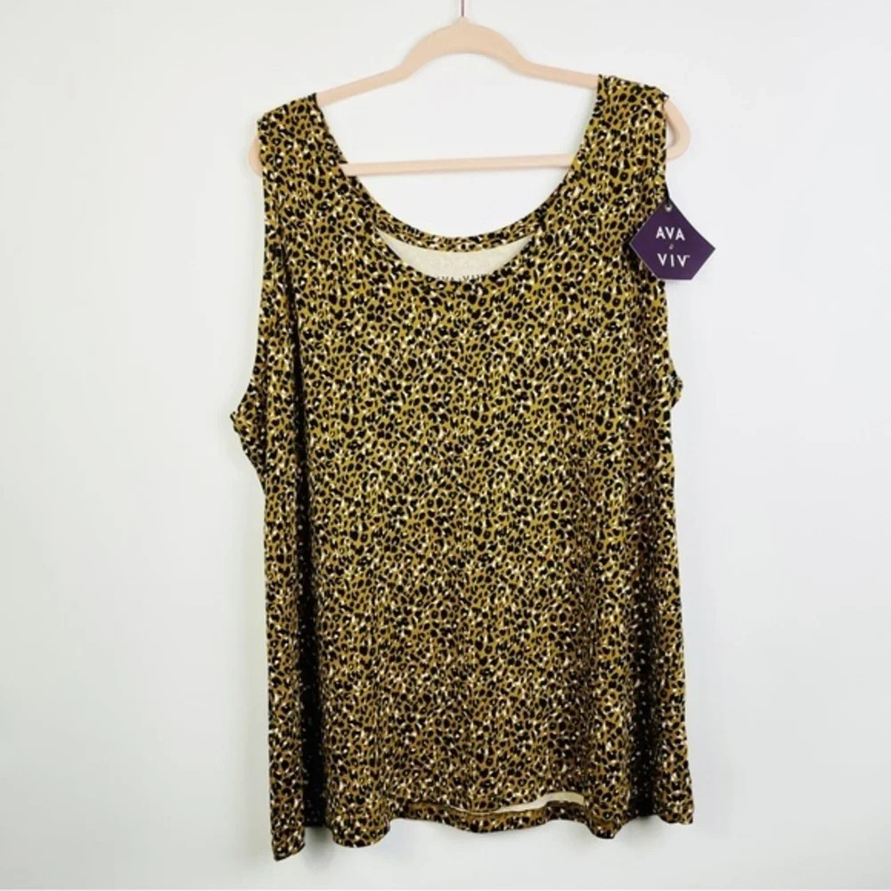 Ava & Viv Animal Print Leopard Tank Top Size 3X NWT